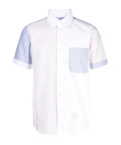 Thom Browne Funmix Srtaight Fit Short Sleeved Shirt In White