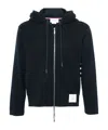 Thom Browne Zip Up Hoodie With Engineered 4 Bar In Color Blocked Solid In Blue