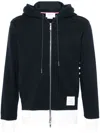 Thom Browne Zip Up Hoodie With Engineered 4 Bar In Color Blocked Solid In Blue