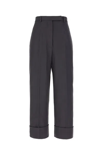 Thom Browne High Waist Straight Leg Cotton Canvas Crop Pants In Black