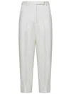 Thom Browne High Waisted Straight Leg Trouser In Organic Cotton Canvas In White