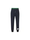 Thom Browne Color Block Fleece Joggers For Men In Blue