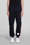 THOM BROWNE PANTS IN BLUE COTTON