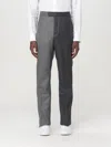 Thom Browne Wool Pant With Two-tone Design And Belt Loops In Grey