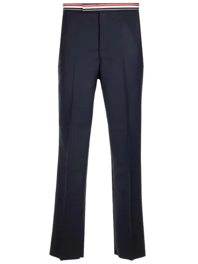 THOM BROWNE PANTS WITH STRIPED WAISTBAND