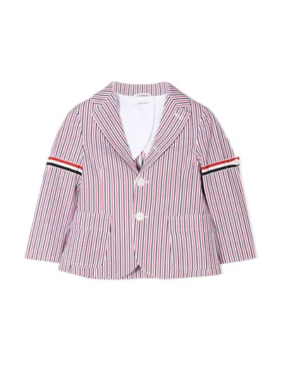 Thom Browne Kids' Rwb 条纹棉西装夹克 In Multicolour