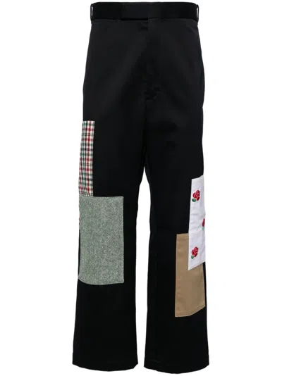 Thom Browne Patch Work Chino Trousers In Navy