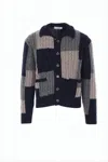 Thom Browne Patchwork Cable Knit Cardigan With Button-up Front In White