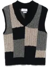 Thom Browne Multicolor Patchwork Baby Cable Intarsia V Neck Vest
