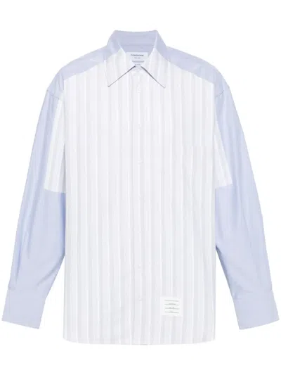 Thom Browne Patchwork Cotton Shirt In Blue
