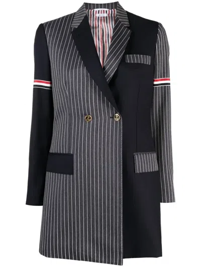 Thom Browne Striped Patchwork Wool Twill Blazer In Multicolor