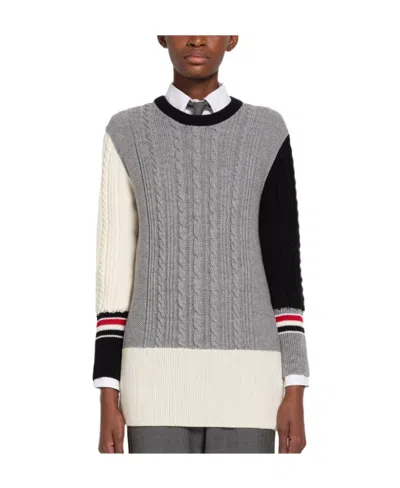 Thom Browne Patchwork Merino Jumper In Gray
