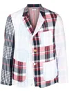 Thom Browne Patchwork Plaid-print Blazer In Red