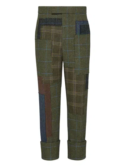 Thom Browne Patchwork Trousers In Green