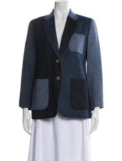 Pre-owned Thom Browne Patchwork Wool Blazer In Blue