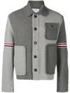 Thom Browne Patchwork Wool Cardigan In Grey