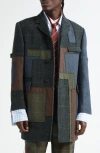 Thom Browne Patchwork Wool Chesterfield Coat In Multi