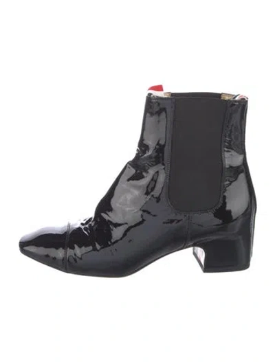 Pre-owned Thom Browne Patent Leather Chelsea Boots In Black