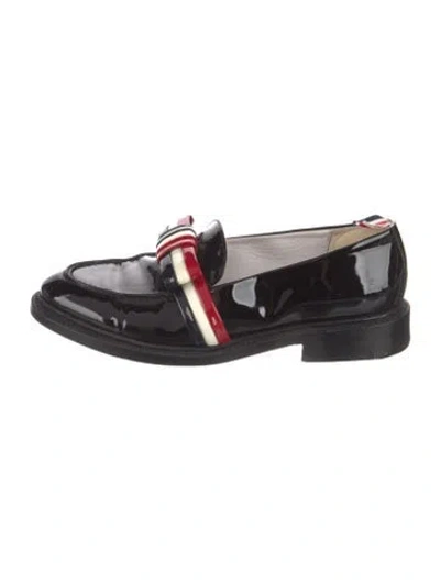 Pre-owned Thom Browne Patent Leather Colorblock Pattern Loafers In Black