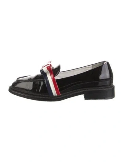 Pre-owned Thom Browne Patent Leather Printed Loafers In Black