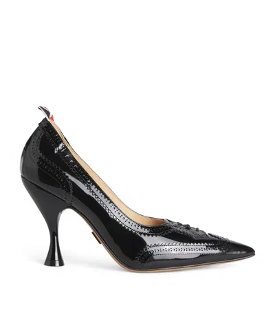 Thom Browne Patent Leather Wingtip Pumps 90 In Black
