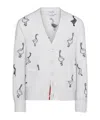 Thom Browne Pattern-intarsia Virgin Wool Cardigan In White