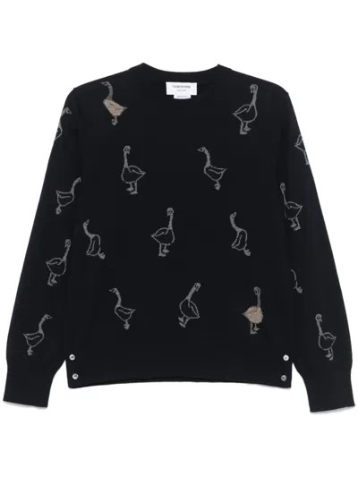 Thom Browne Pattern-intarsia Virgin Wool Sweater