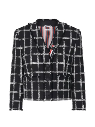 Thom Browne Patterned Blazer In Black