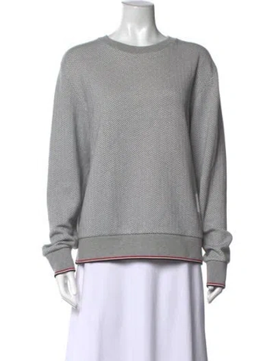 Pre-owned Thom Browne Patterned Crew Neck Sweatshirt In Grey