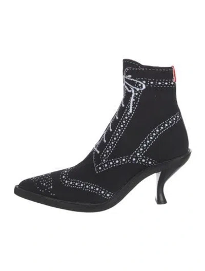 Pre-owned Thom Browne Patterned Grosgrain Trim Sock Boots In Black