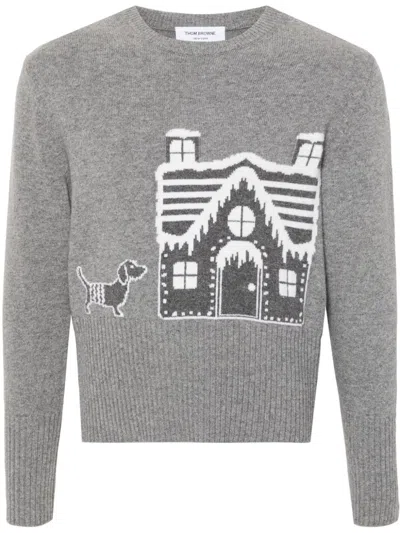 THOM BROWNE PATTERNED-JACQUARD WOOL JUMPER