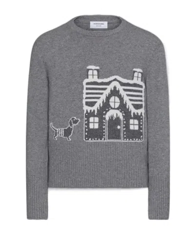 Thom Browne Patterned-jacquard Wool Jumper In Light Gray