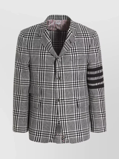 Thom Browne Patterned Linen Wool Jacket In Grey