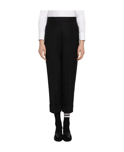Thom Browne Pearl-detailing Tailored Wool Trousers In Black