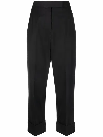 Thom Browne Pearl-detailing Tailored Wool Trousers In Black