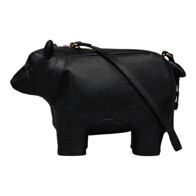 Thom Browne Pebble Grain Bear Baguette Women In Black