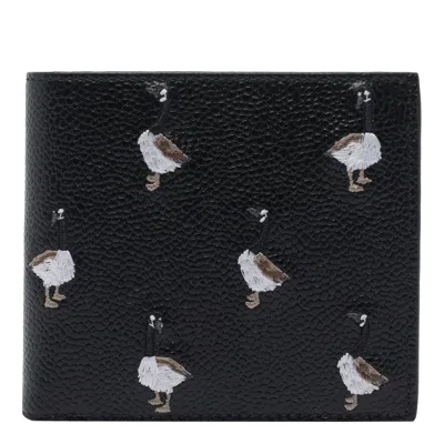 THOM BROWNE PEBBLE GRAIN EMBROIDERY GOOSE WALLET