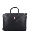Thom Browne Pebble Grain Leather Business Bag In Black