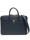 Thom Browne Pebble-grain Leather Business Bag In Blue