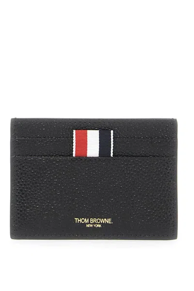 Thom Browne Pebble Grain Leather Card Holder In Black