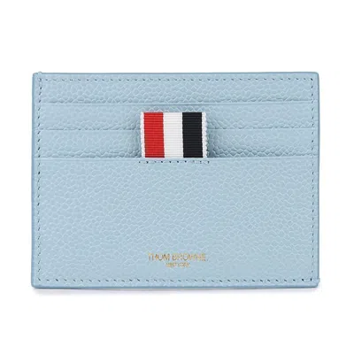 Thom Browne Pebble Grain Leather Card Holder In Blue