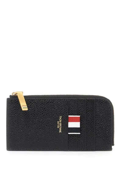 Thom Browne Pebble Grain Leather Cardholder In Black