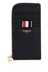 Thom Browne Pebble Grain Leather Cardholder In Black