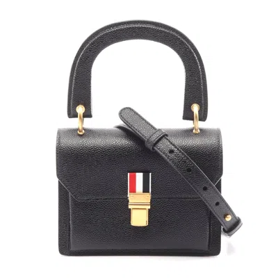 Thom Browne Pebble Grain Leather Handbag In Black