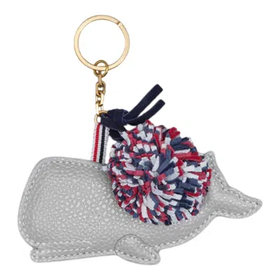 Thom Browne Pebble Grain Leather Rwb-pom Pom Whale Keyring Men In Gold