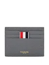 Thom Browne Pebble-grain Loop Tab Card Case In Gray