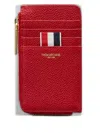 Thom Browne Pebble Grain Zip Cardholder In Red