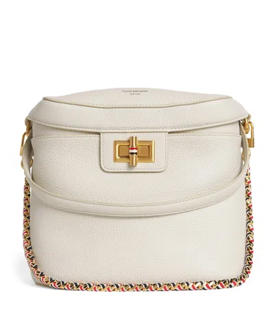 Thom Browne Pebble Leather Box Bag In White