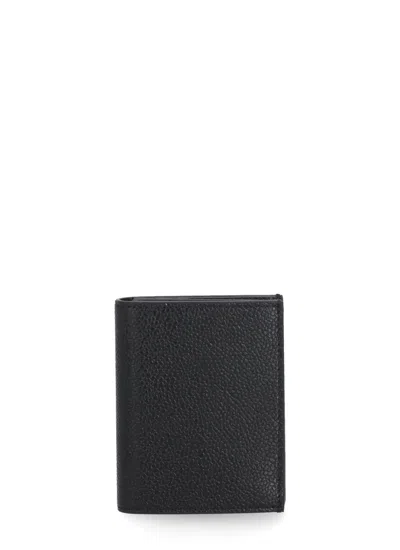 Thom Browne Pebble Leather Card Holder In Black