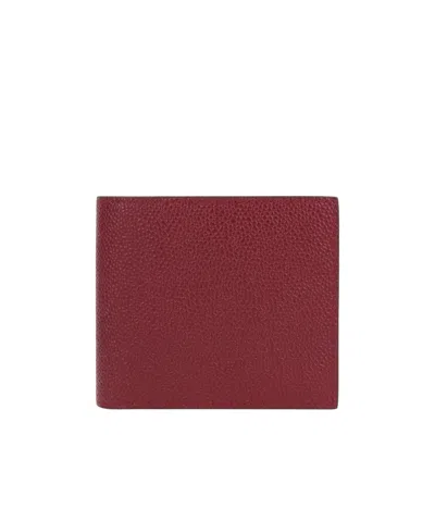 Thom Browne Pebble Textured Bifold Wallet In Red